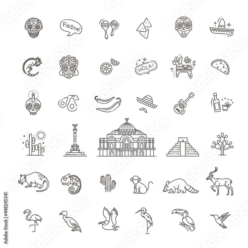 The objects of everyday life of the Mexican people and their landmarks. Sights Of Mexico