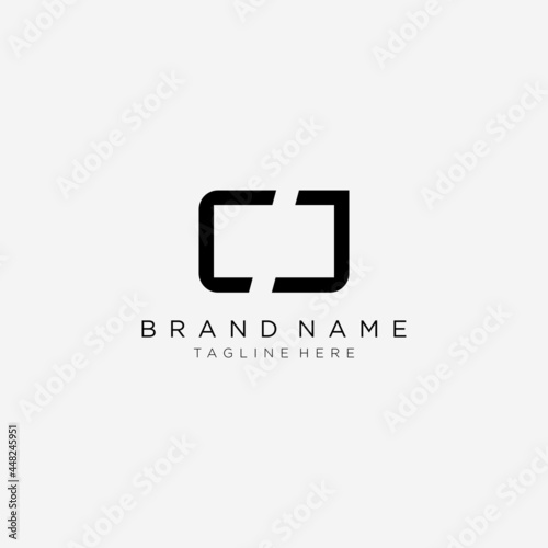 Initial letter CJ logo, monogram line art style design template.