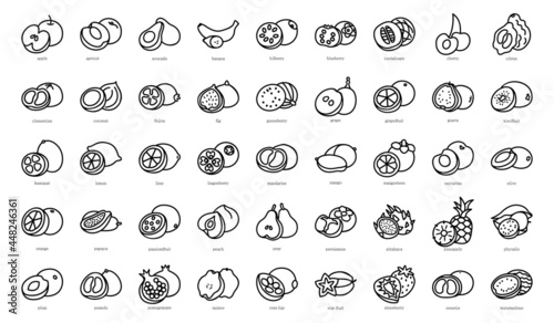 Simple Set of Fruits Vector outline Icons.