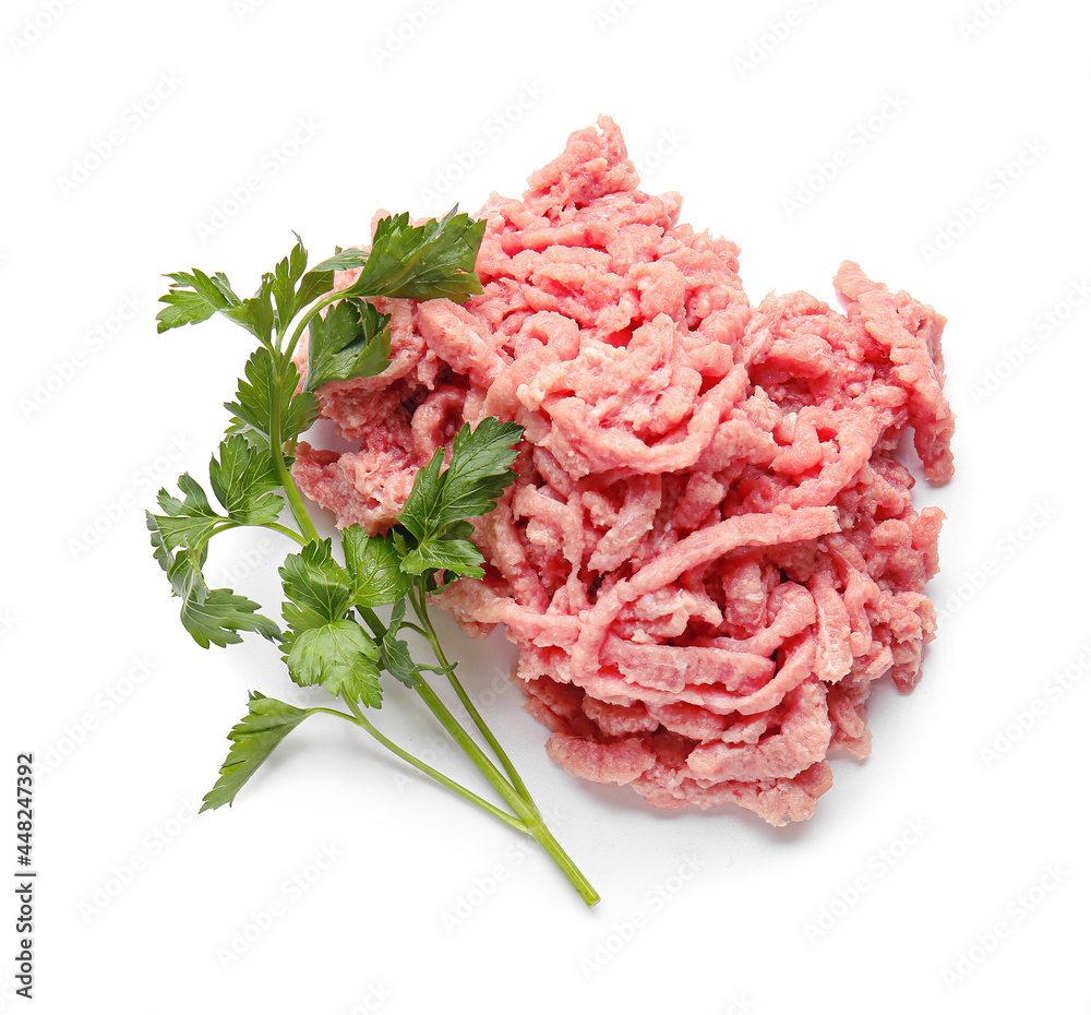 Fresh forcemeat on white background Fresh forcemeat on white background