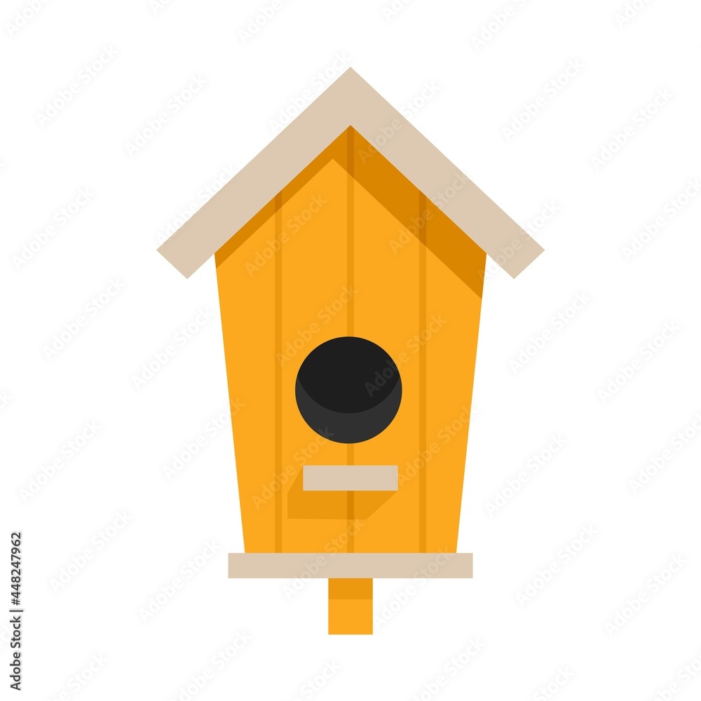 Cute bird house icon flat isolated vector - obrazy, fototapety, plakaty 