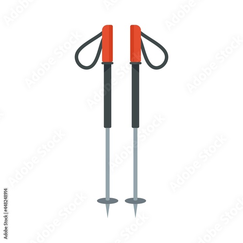 Hiking sticks icon flat isolated vector