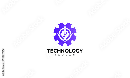 Alphabet P Technology Monogram Vector Logo Design, Letter P Technology Icon Template