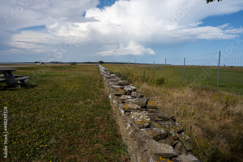 A limestone wall in a moor landscape. Picture from the Baltic Sea island of Oland