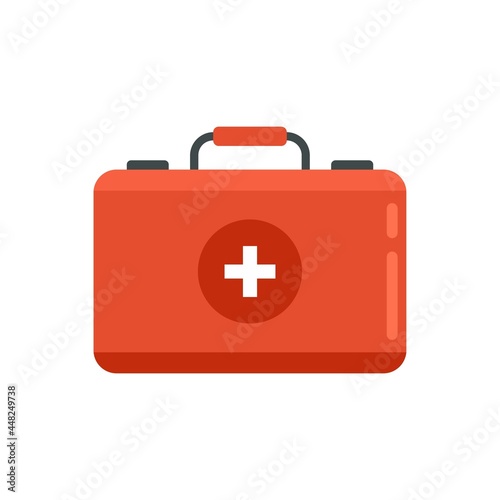 Camping first aid kit icon flat isolated vector
