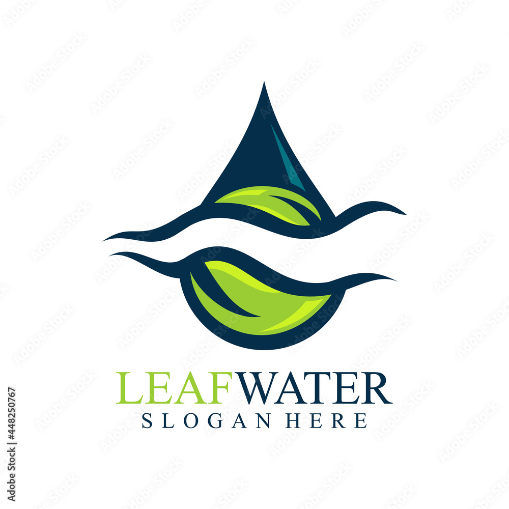 Obraz premium logo of a water drop and leaves