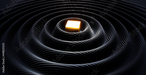 Interference and waves in a digital raster micro structure - 3D illustration