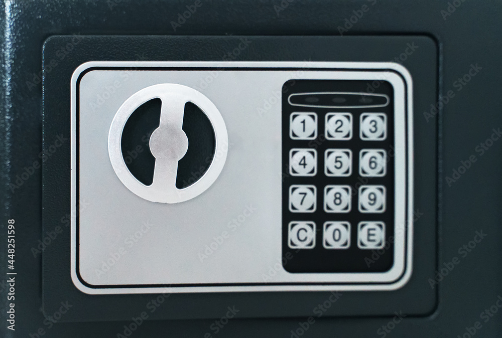 Black small home or hotel safe with keypad. Black small home or hotel safe with keypad.