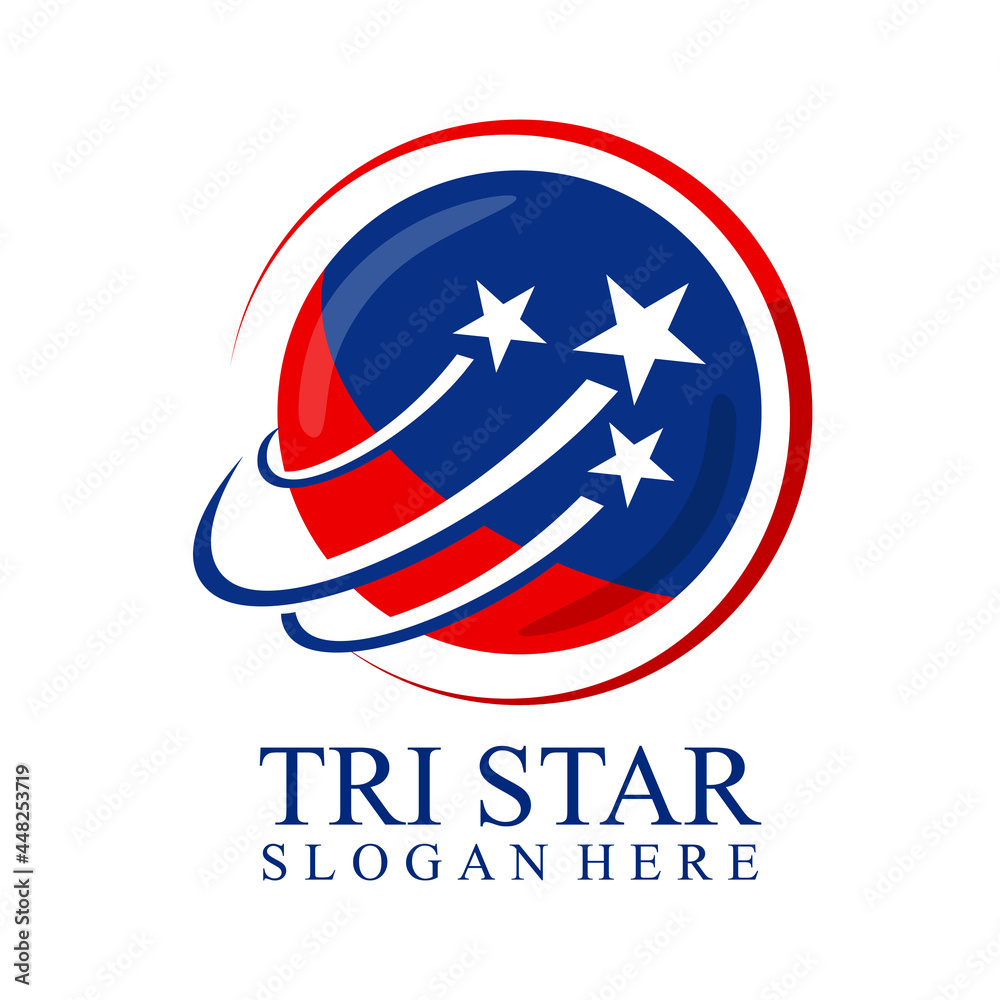 logo of three stars flying over the American logo of three stars flying over the American