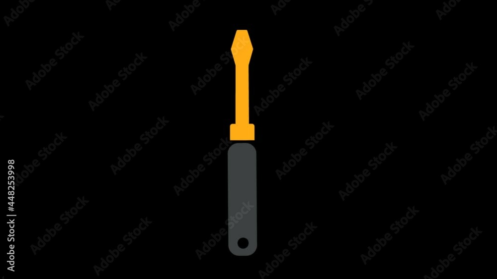 2d animated screw driver icon in simple graphic, Black and yellow