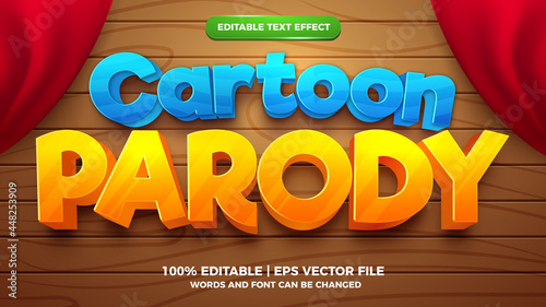 Editable text effect - cartoon parody style 3d template