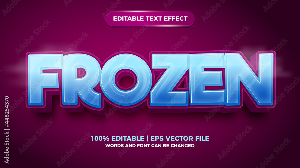 Editable text effect - frozen cartoon style 3d template Editable text effect - frozen cartoon style 3d template