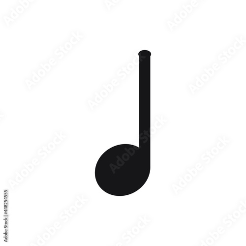 Музыкальная нота силуэт черный. Musical note silhouette black. Vector drawing.