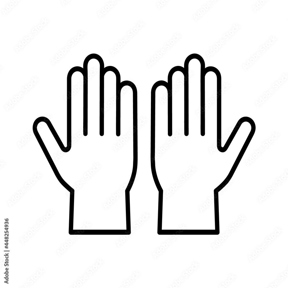 Protective gloves icon. Flat pictogram for web. Line stroke. Isolated on white background. Outline vector eps10 Protective gloves icon. Flat pictogram for web. Line stroke. Isolated on white background. Outline vector eps10