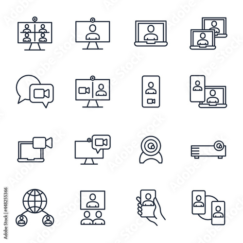 set of Video Conference elements symbol template for graphic and web design collection logo vector illustration