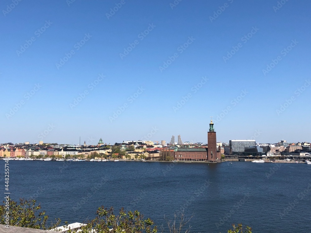 Stockholm cityscape with a view of the city hall