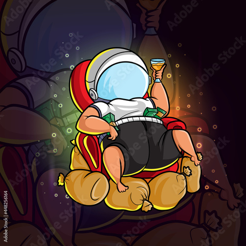 The fat man with a lot of money and using astronaut helmet