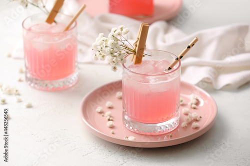 Glasses with tasty cocktail...
