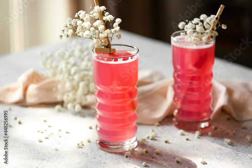 Glasses with tasty cocktail...