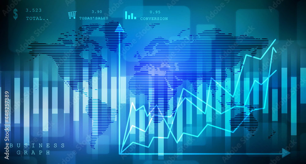2d rendering Stock market online business concept. business Graph 2d rendering Stock market online business concept. business Graph
