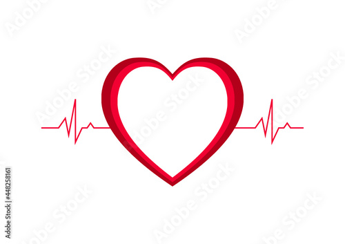 Red Heart with EKG Normal sinus rhythm