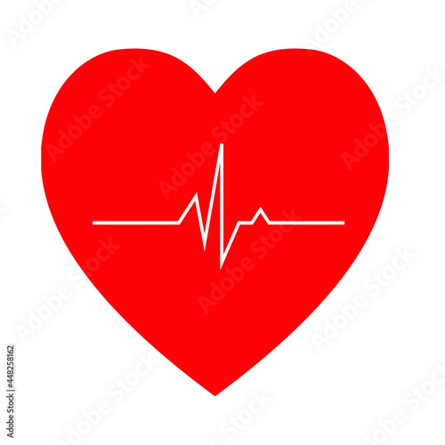 Red Heart with EKG Normal sinus rhythm 2