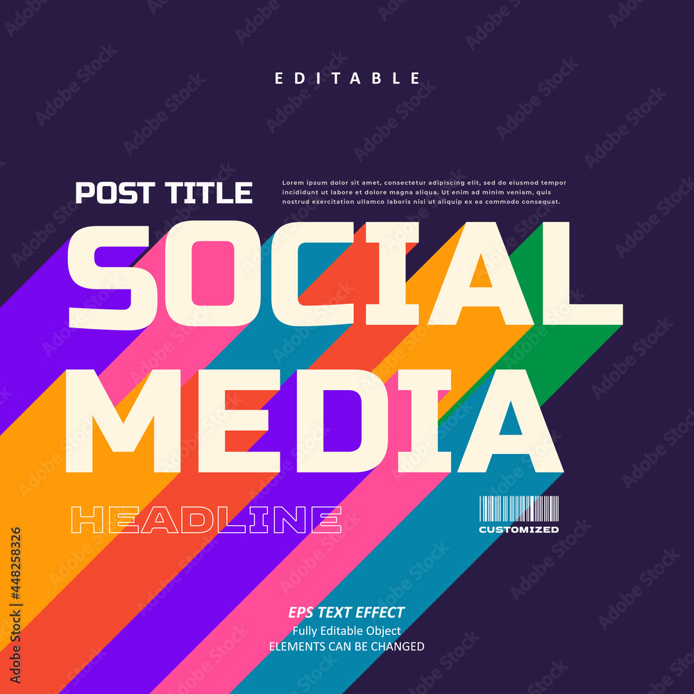 © Studio Sipud - social media post title rainbow shadow text effect editable premium vector