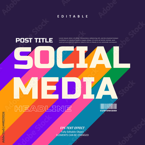 social media post title rainbow shadow text effect editable premium vector