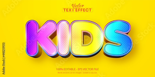 Kids editable text effect, sweet colorful cartoon font style