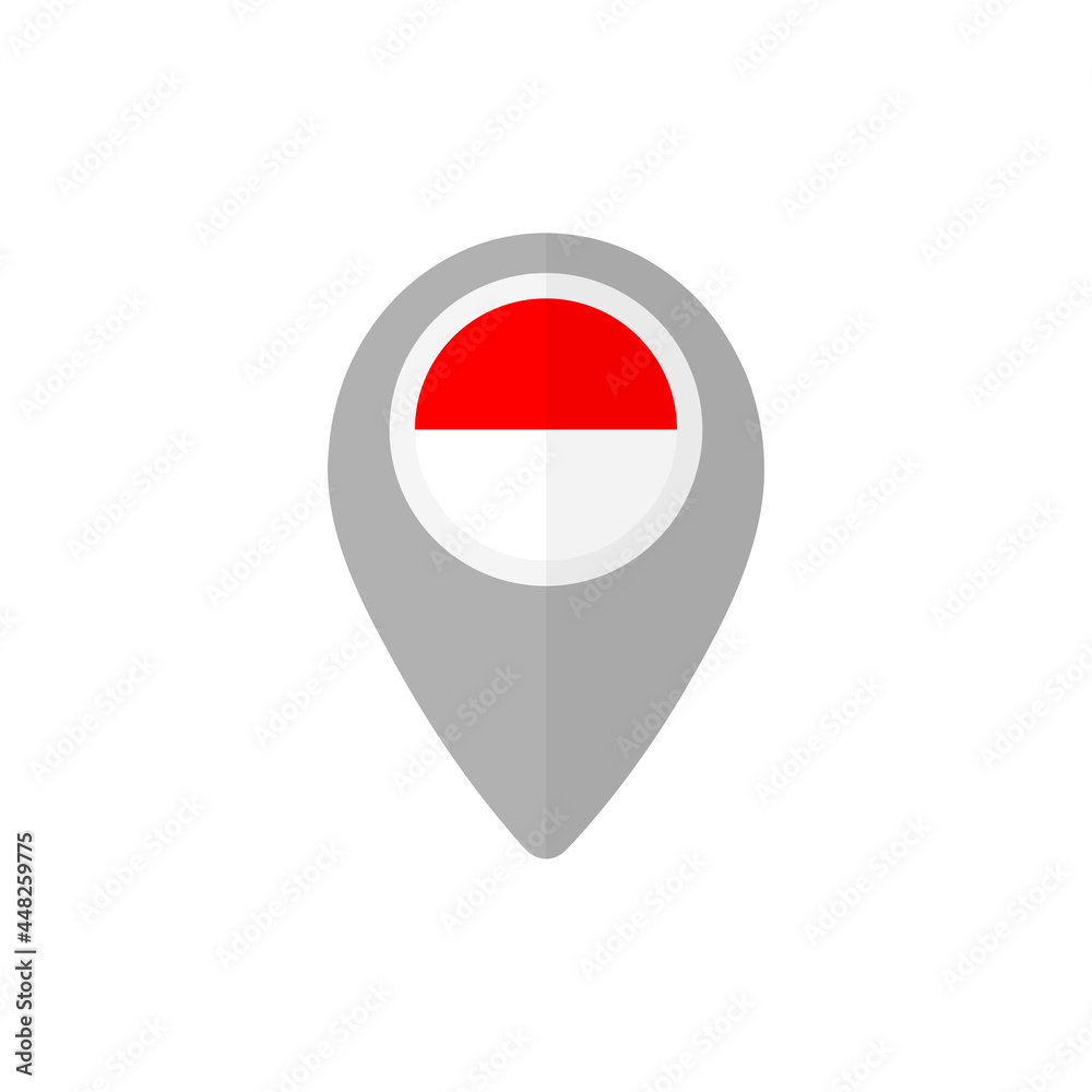Map pin with the Indonesian flag. Map pin with the Indonesian flag.