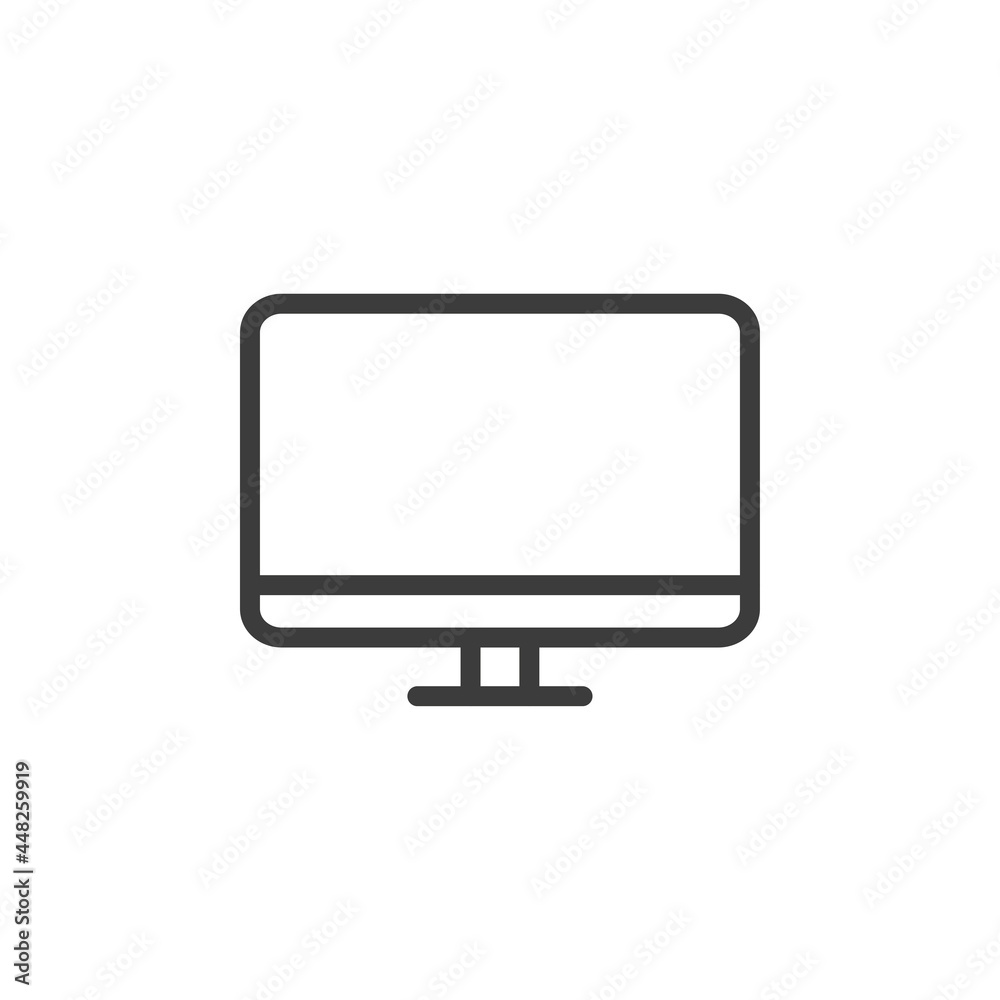Desktop computer or TV icon with white background Desktop computer or TV icon with white background