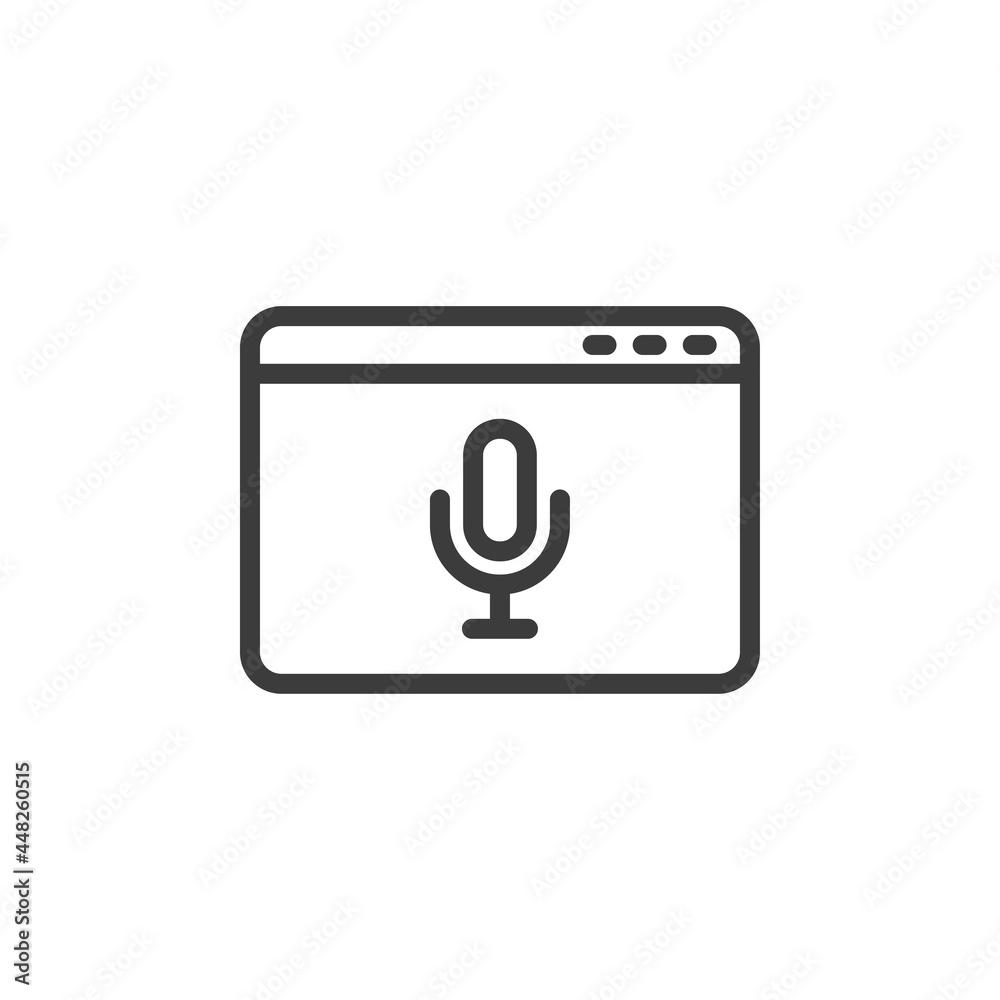 Webpage and microphone icon with white background