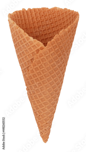 Ice cream cone empty isolated on white background