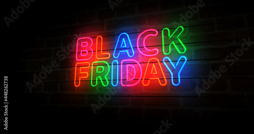 Black Friday neon light 3d illustration