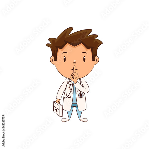 Child doctor silence gesture, cute kid