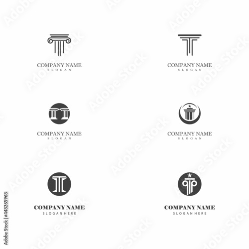 Ancient Pillar Columns Greek Rome Athens Historical Building logo design