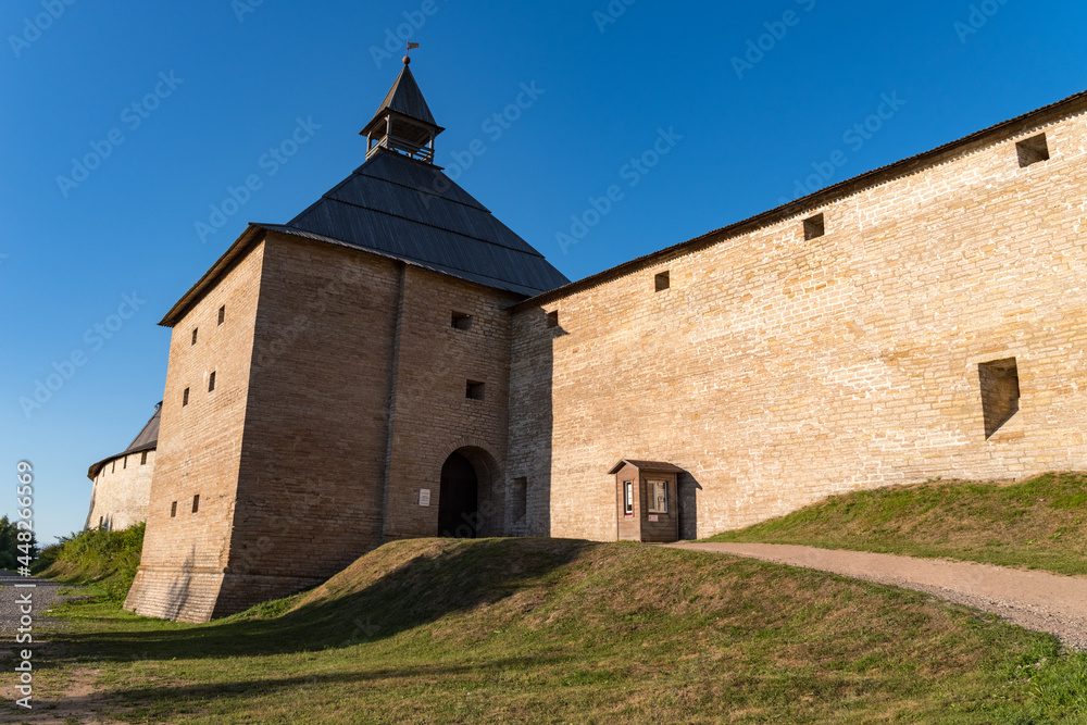 Gate Tower  of the Old Medieval Old Ladoga Fortress in Russia
