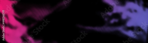 Abstract pink and violet halftone dotted stain.