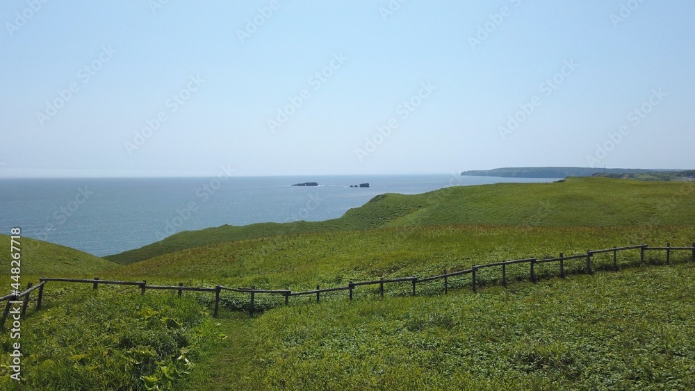 Fototapeta premium 琵琶瀬展望台 琵琶瀬川 霧多布湿原 厚岸霧多布昆布森国定公園 厚岸道立自然公園 北海道