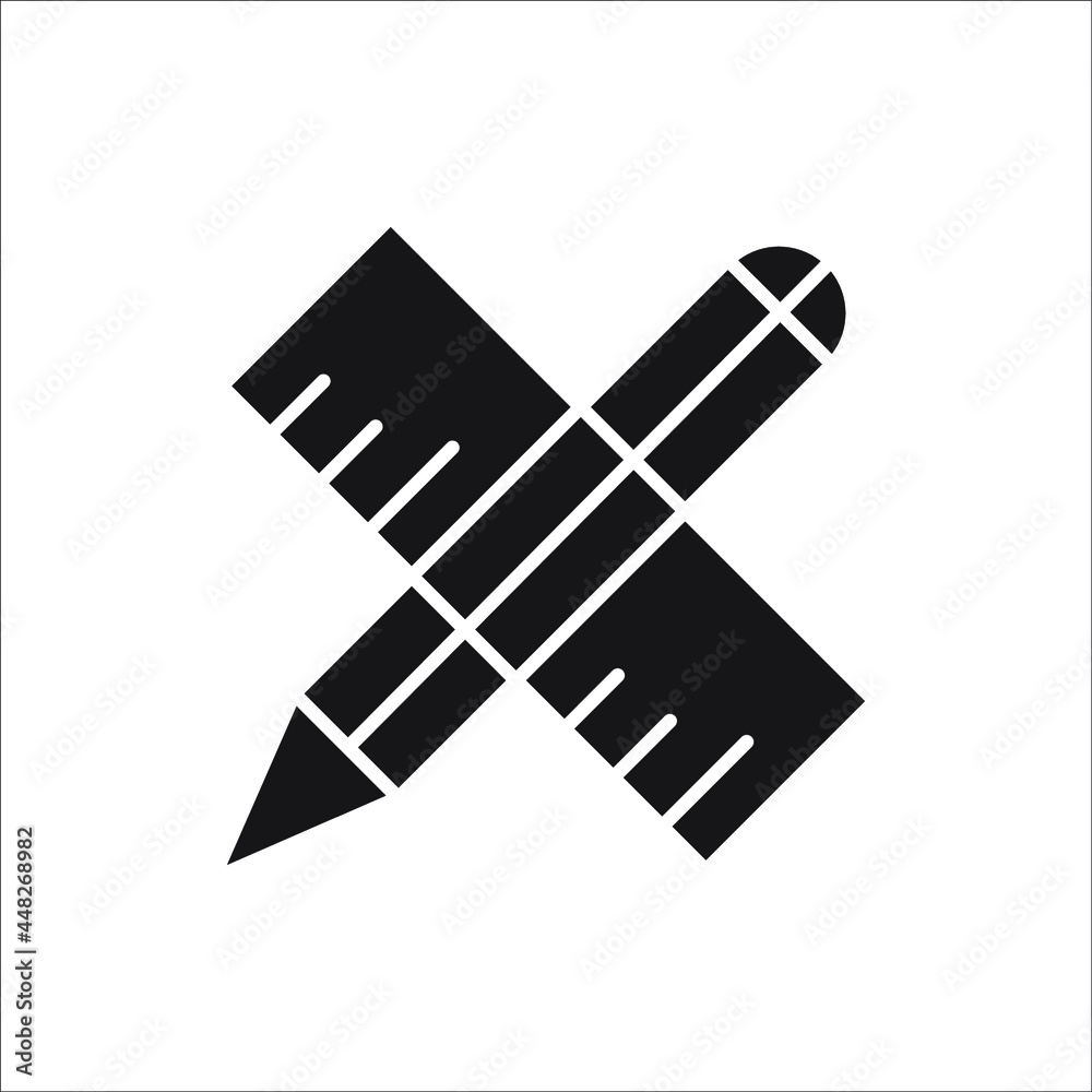 Pencil and ruler icons symbol vector elements for infographic web Pencil and ruler icons symbol vector elements for infographic web