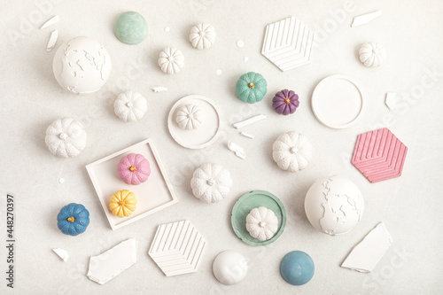 Valokuva Handmade craft gypsum objects for interior decoration