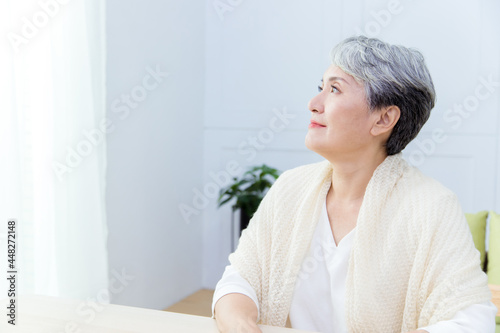 The beauty Senior Asian woman with grey hair.