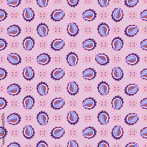 Seamless pattern with paisley ornament