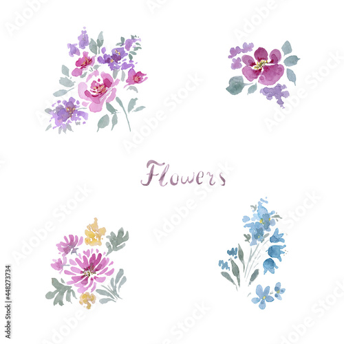Delicate watercolor flowers.Seamless floral pattern.
