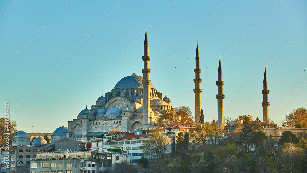 Obraz premium The Suleymaniye Mosque is an Ottoman imperial mosque in Istanbul, Turkey. It is the largest mosque in the city.