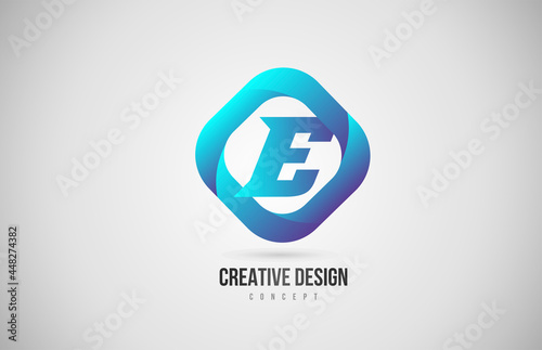 blue gradient E alphabet letter icon logo. Creative design for company