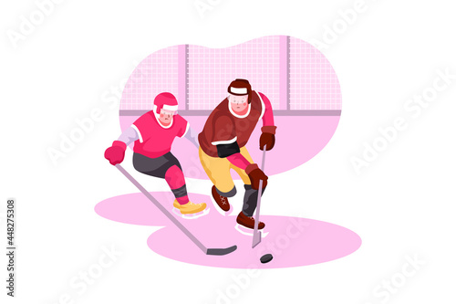 Hockey Sport Illustration Concept. Flat illustration isolated on white background.
