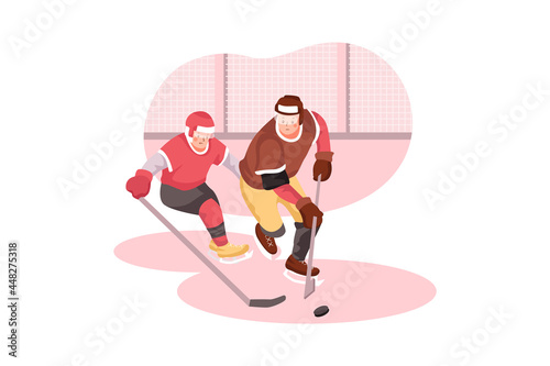 Hockey Sport Illustration Concept. Flat illustration isolated on white background.
