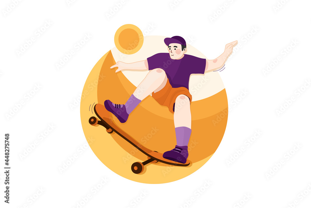 Skateboarding - Sport Illustration Concept. Flat illustration isolated on white background.