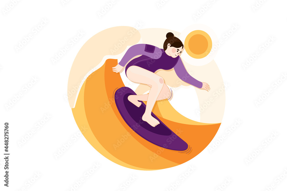 Surfing - Sport Illustration Concept. Flat illustration isolated on white background.